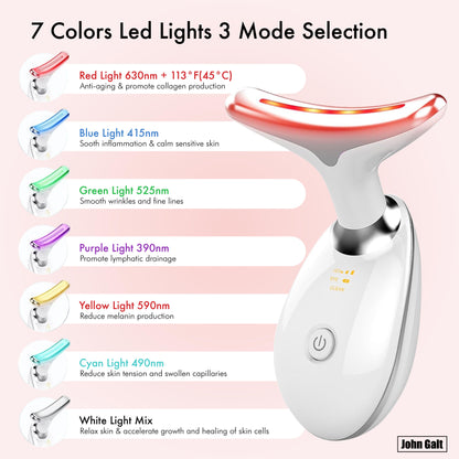 Red Light Therapy Massager for Face and Neck, 7 Color Led W/ Skin Care